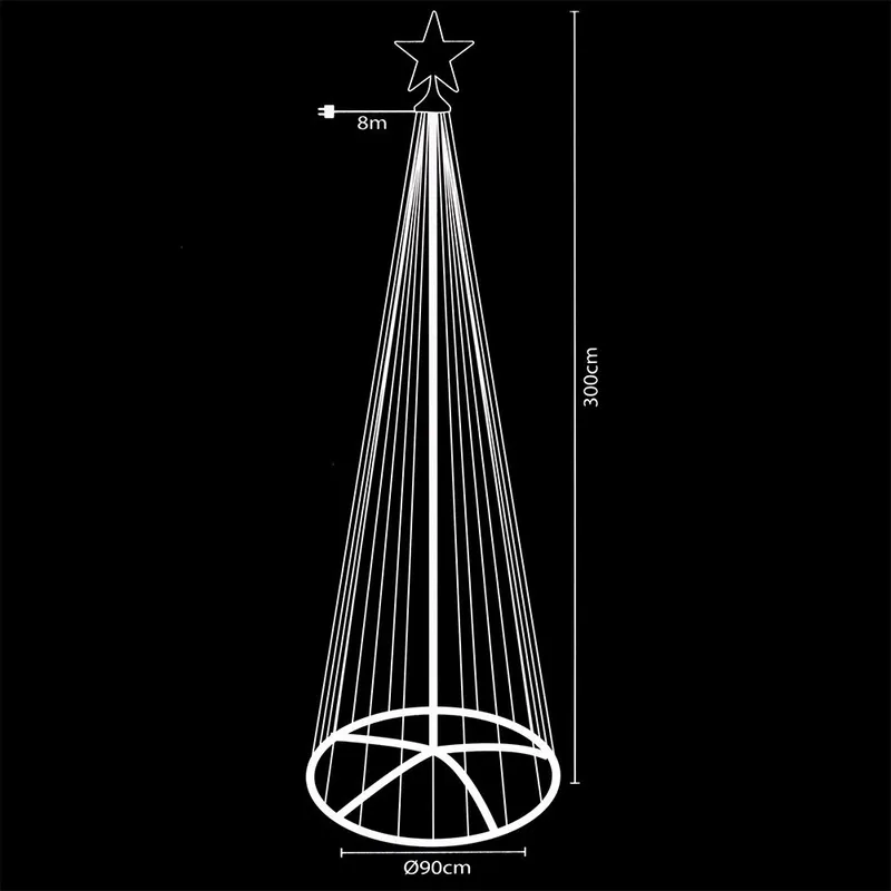 Choinka Świecąca Stożek Zewnętrzna XXL 550 LED 300 cm MEBLIVA