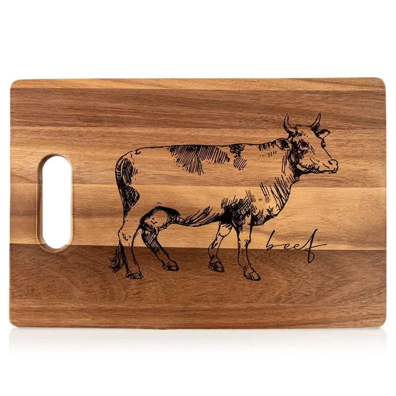 Deska Do Krojenia Akacjowa 36 x 24 cm Drewniana Uchwyt Beef MEBLIVA