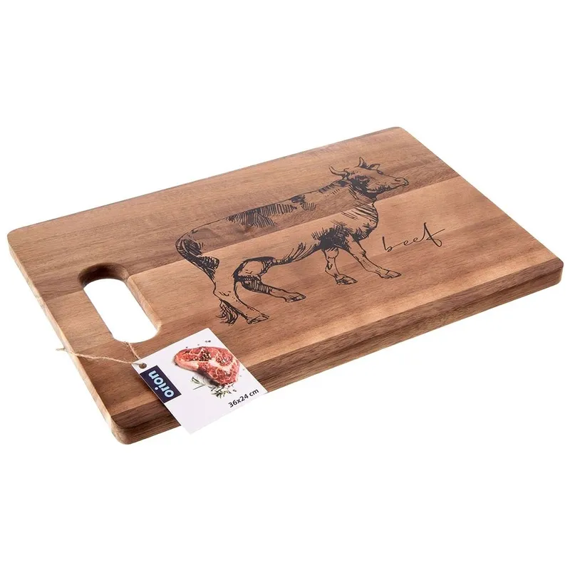 Deska Do Krojenia Akacjowa 36 x 24 cm Drewniana Uchwyt Beef MEBLIVA