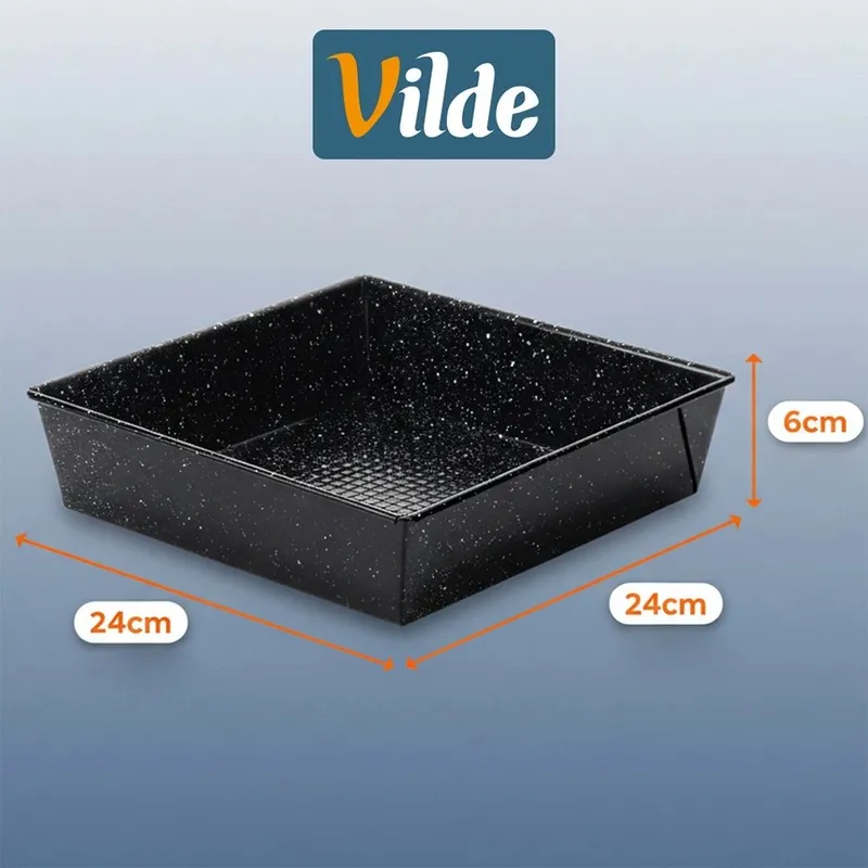 Forma Kwadratowa Do Pieczenia 24 cm Stal Granitowa Nieprzywierająca MEBLIVA