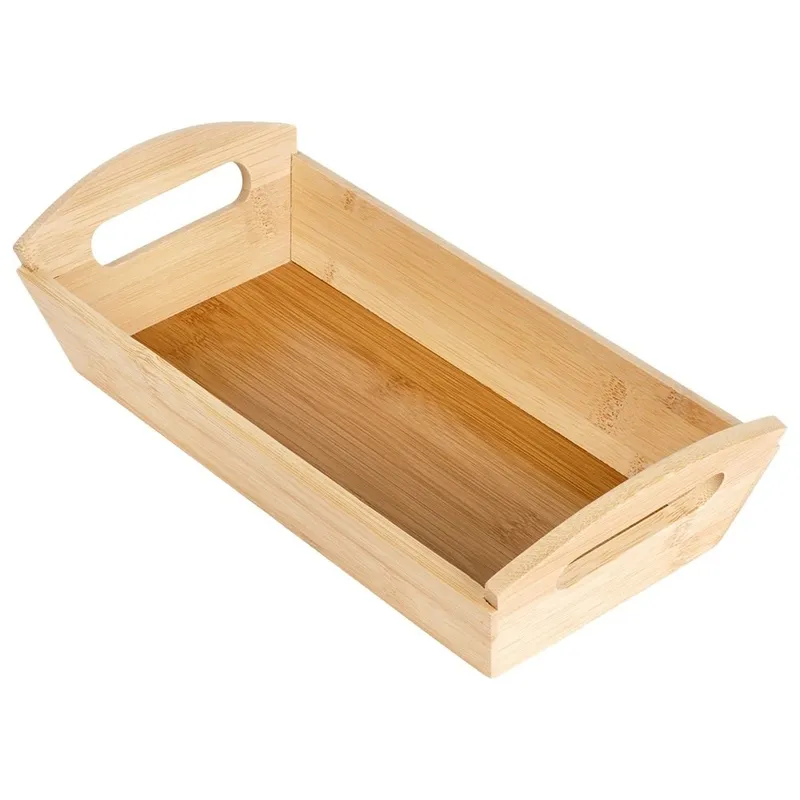 Koszyk Na Pieczywo Bambusowy 29 x 14 cm Z Uchwytami Drewniany MEBLIVA