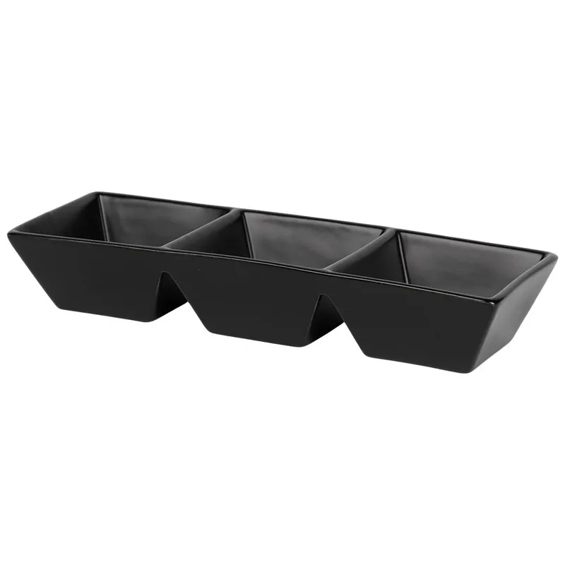Miseczki Na Przekąski Ceramiczne Potrójne 29 cm MEBLIVA - Czarne