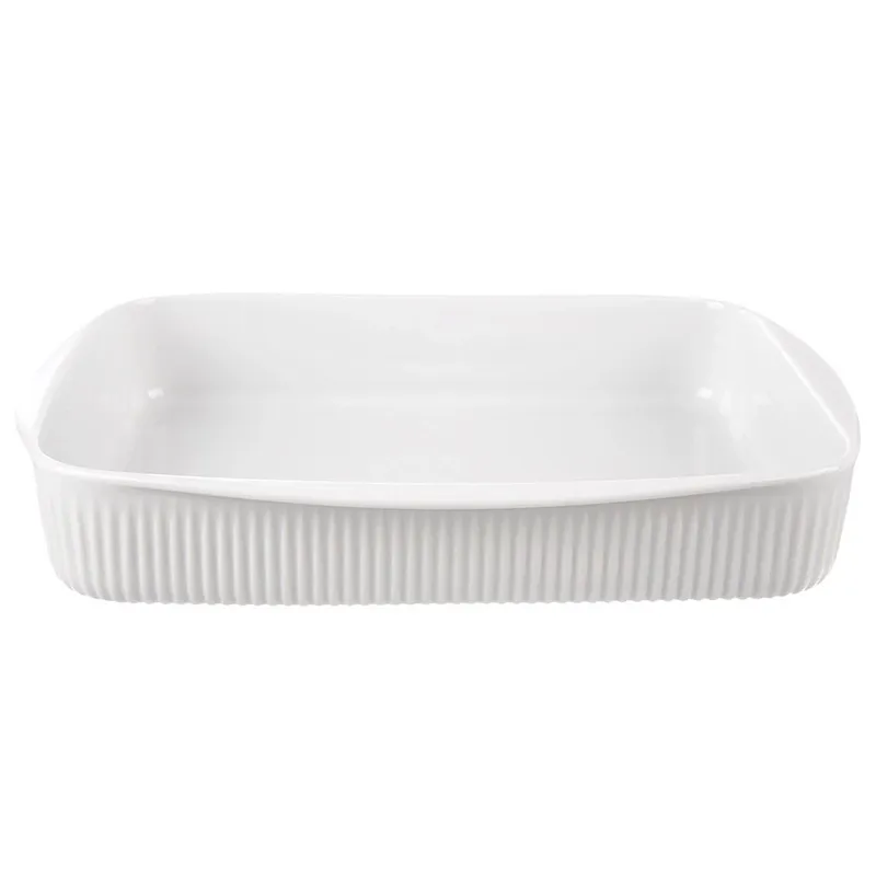 Naczynie Żaroodporne Porcelanowe Solidne 36,5x30x6 cm, 4 l MEBLIVA - Białe