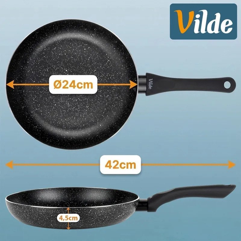Patelnia Granitowa 24 cm Black Line Indukcja Gaz Non-Stick MEBLIVA