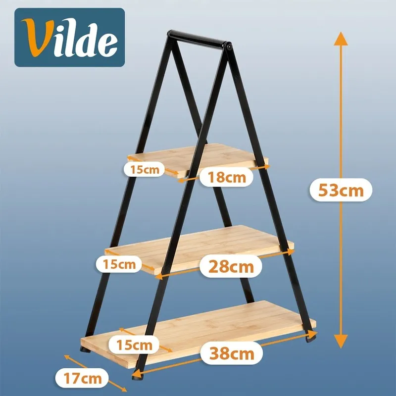 Patera 3-POZIOMOWA Prostokątna Bambusowa 53 cm Na Owoce MEBLIVA