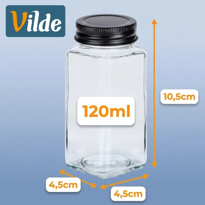 Pojemnik Na Przyprawy Szklany 120 ml 24 szt. + 90 Naklejek MEBLIVA