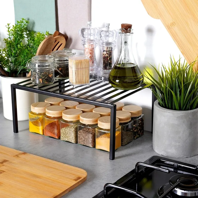 Półka Wkład Do Szafki Kuchennej Składana Metal Loft 33 cm MEBLIVA - Czarna