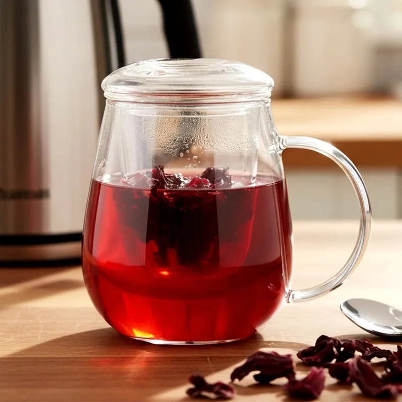 Kubek Z Zaparzaczem I Pokrywką Szklany 530 ml MEBLIVA