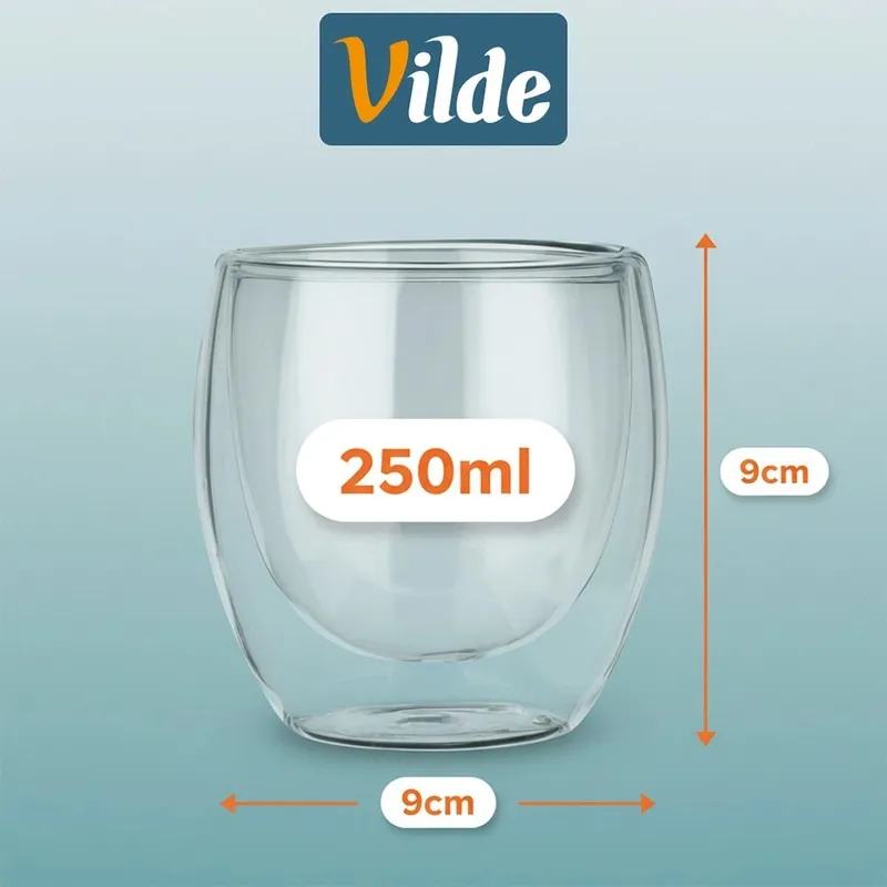 Szklanki Termiczne Z Podwójną Ścianką Do Kawy I Herbaty 250 ml 2 MEBLIVA