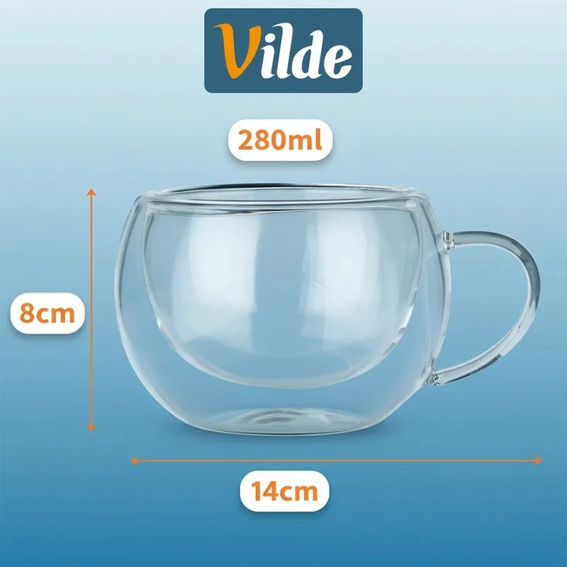 Szklanki Termiczne Z Podwójną Ścianką Do Kawy I Herbaty 280 ml 2 MEBLIVA