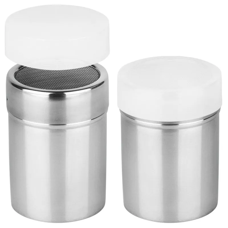 Pojemnik Z Sitkiem Do Cukru Pudru I Cynamonu Stalowy 300 ml MEBLIVA