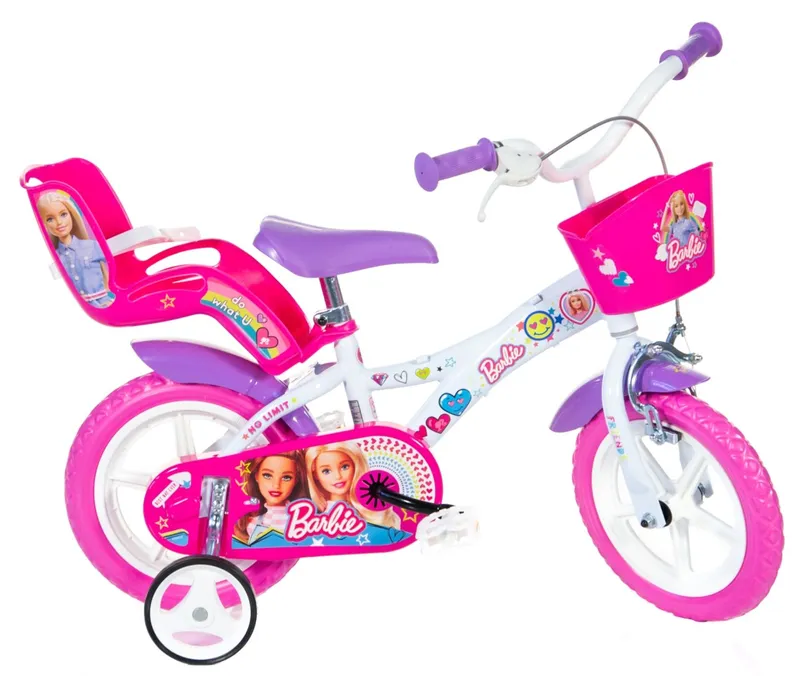 Rowerek Dziecięcy 12 Cali BARBIE Dla Dziewczynki Koszyk Dino MOVEMANIA