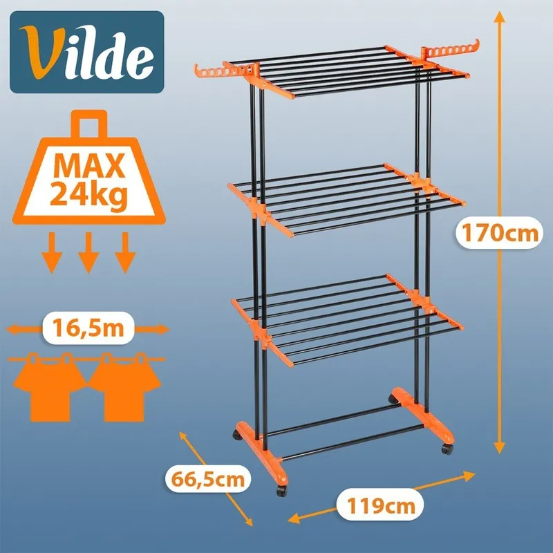 Suszarka Na Pranie Metalowa Pionowa Na Kółkach XXL 73x170 MEBLIVA - Czarna