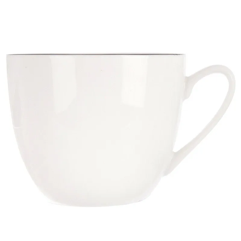 Filiżanka Do Kawy Herbaty Porcelanowa Z Czarną Obwódką 200 MEBLIVA - Biała