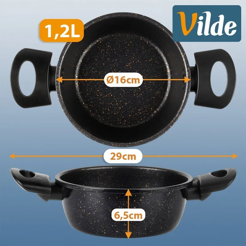 Garnek Granitowy Non-Stick Do Gotowania Duszenia 1,2 l MEBLIVA - Czarny