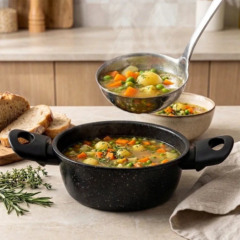 Garnek Granitowy Non-Stick Do Gotowania Duszenia 1,2 l MEBLIVA - Czarny