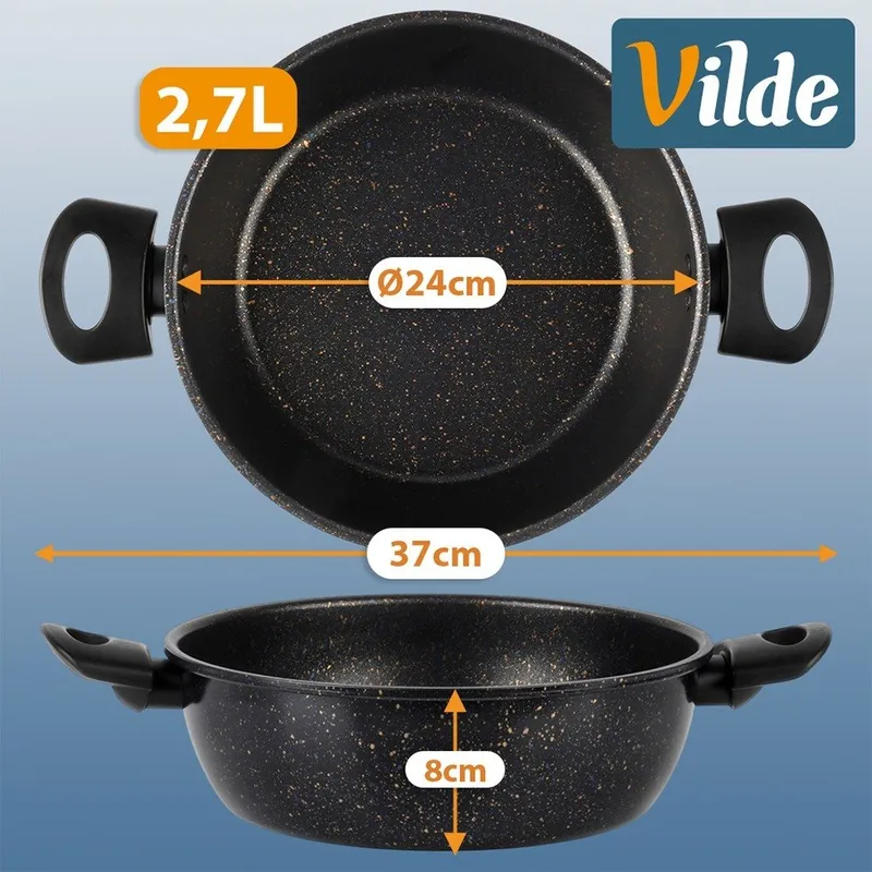 Garnek Granitowy Non-Stick Do Gotowania Duszenia 2,7 l MEBLIVA - Czarny