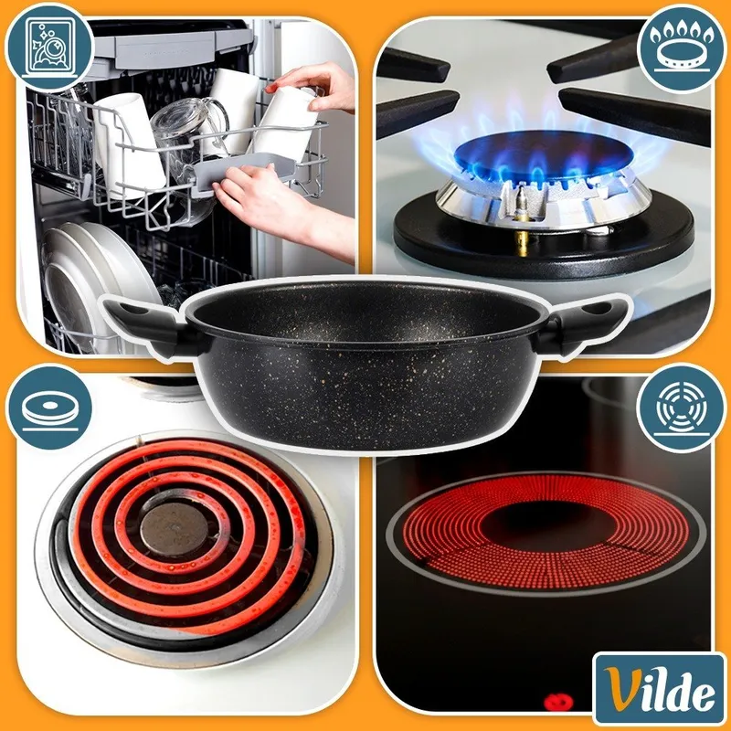 Garnek Granitowy Non-Stick Do Gotowania Duszenia 2,7 l MEBLIVA - Czarny