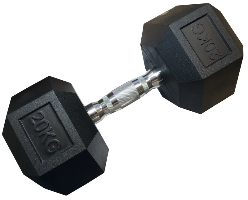 Hantla Jednoręczna Sześciokątna Gumowana Ciężar Obciążenie 20 kg MOVEMANIA