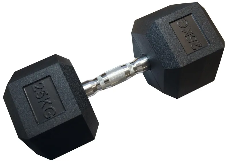 Hantla Jednoręczna Sześciokątna Gumowana Ciężar Obciążenie 25 kg MOVEMANIA