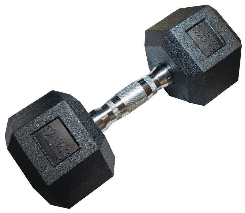 Hantla Jednoręczna Sześciokątna Gumowana Ciężarek Solidny 12,5 kg MOVEMANIA