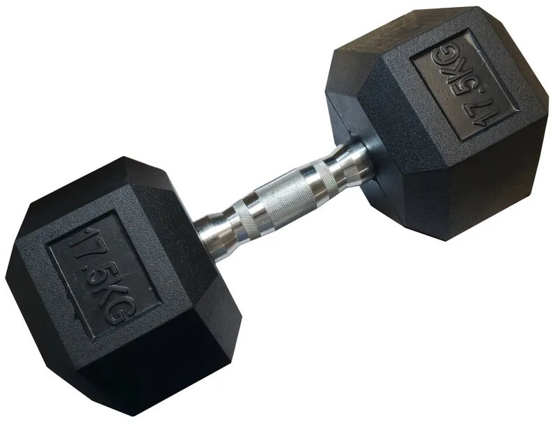 Hantla Jednoręczna Sześciokątna Gumowana Ciężarek Solidny 17,5 kg MOVEMANIA