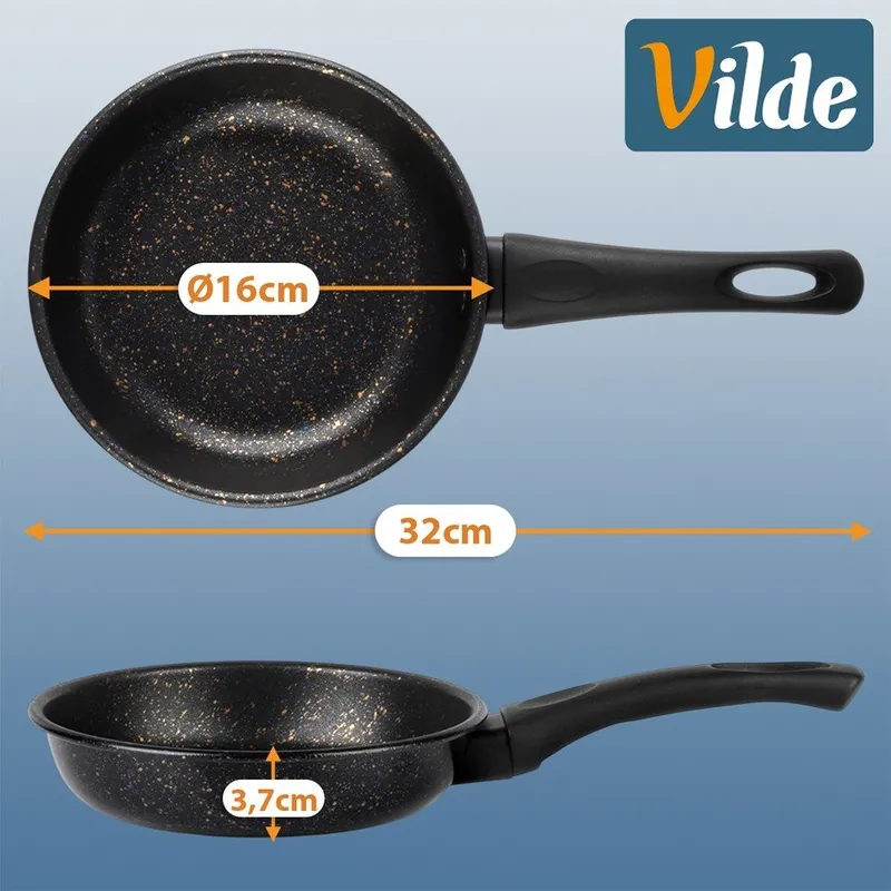 Patelnia Granitowa Non-Stick Do Smażenia Duszenia 16 cm MEBLIVA - Czarna