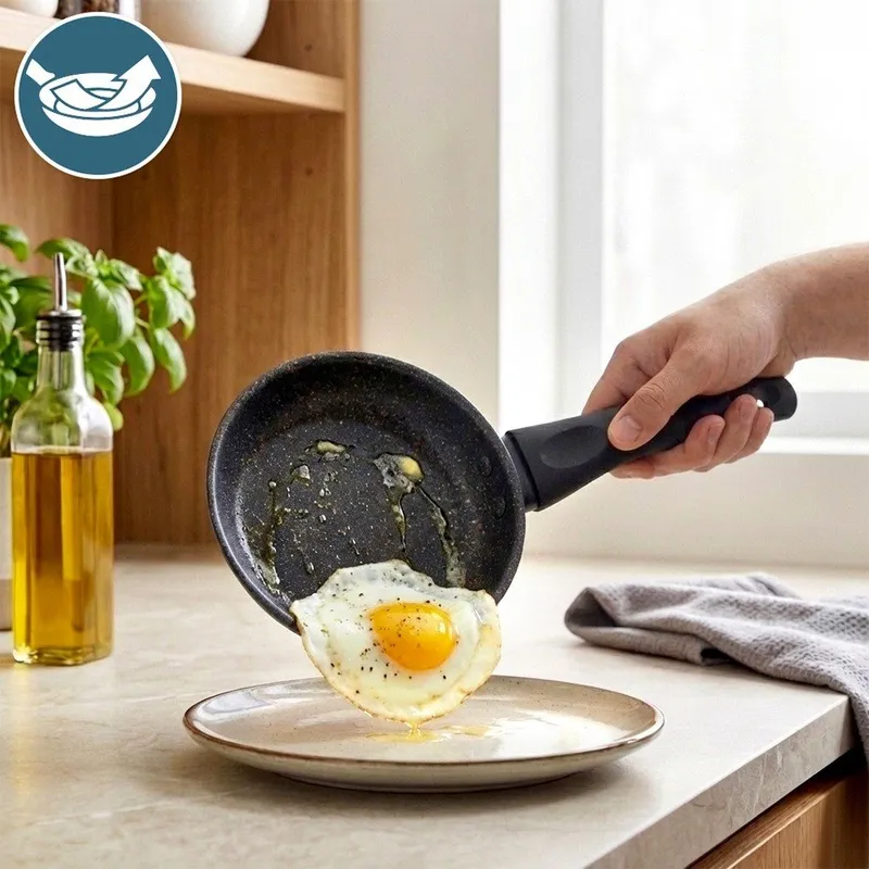 Patelnia Granitowa Non-Stick Do Smażenia Duszenia 16 cm MEBLIVA - Czarna