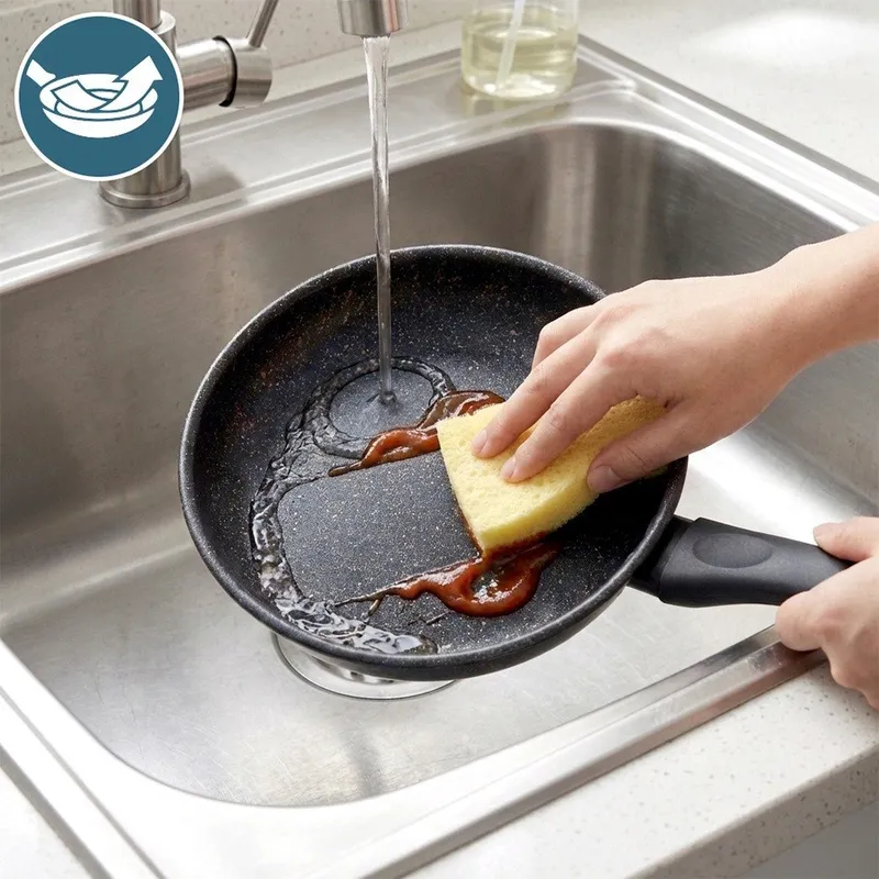 Patelnia Granitowa Non-Stick Do Smażenia Duszenia 16 cm MEBLIVA - Czarna