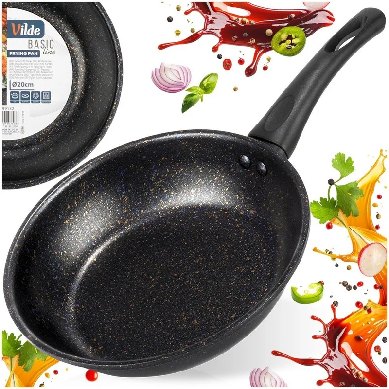 Patelnia Granitowa Non-Stick Do Smażenia Duszenia 20 cm MEBLIVA - Czarna