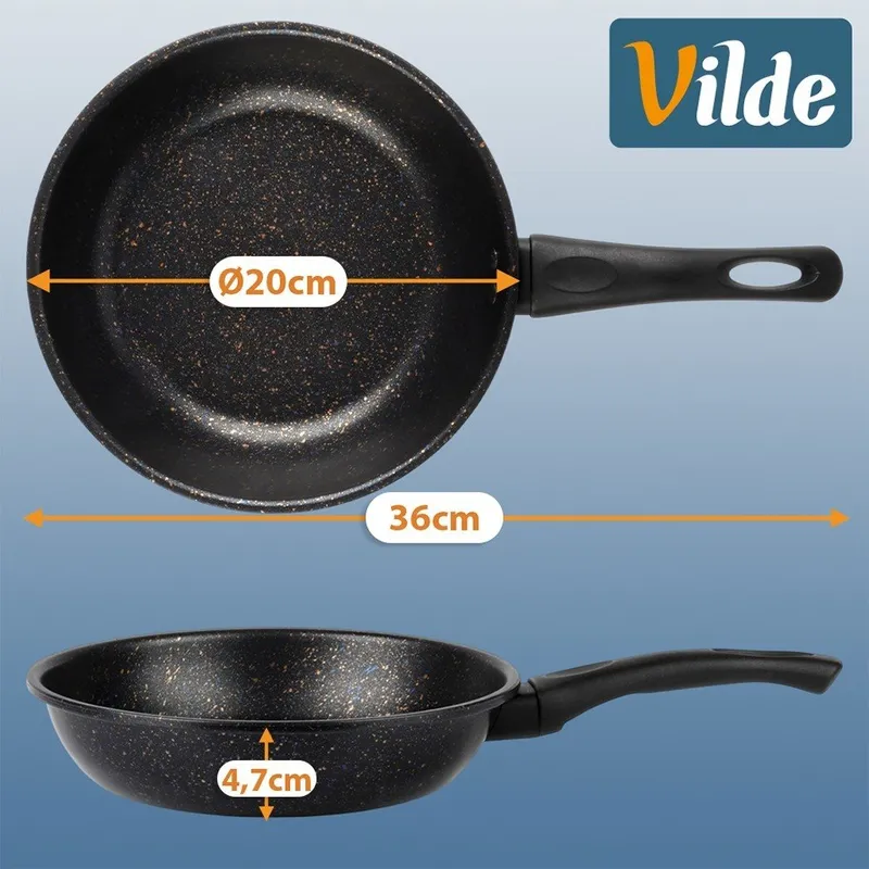 Patelnia Granitowa Non-Stick Do Smażenia Duszenia 20 cm MEBLIVA - Czarna