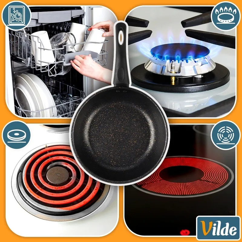Patelnia Granitowa Non-Stick Do Smażenia Duszenia 20 cm MEBLIVA - Czarna