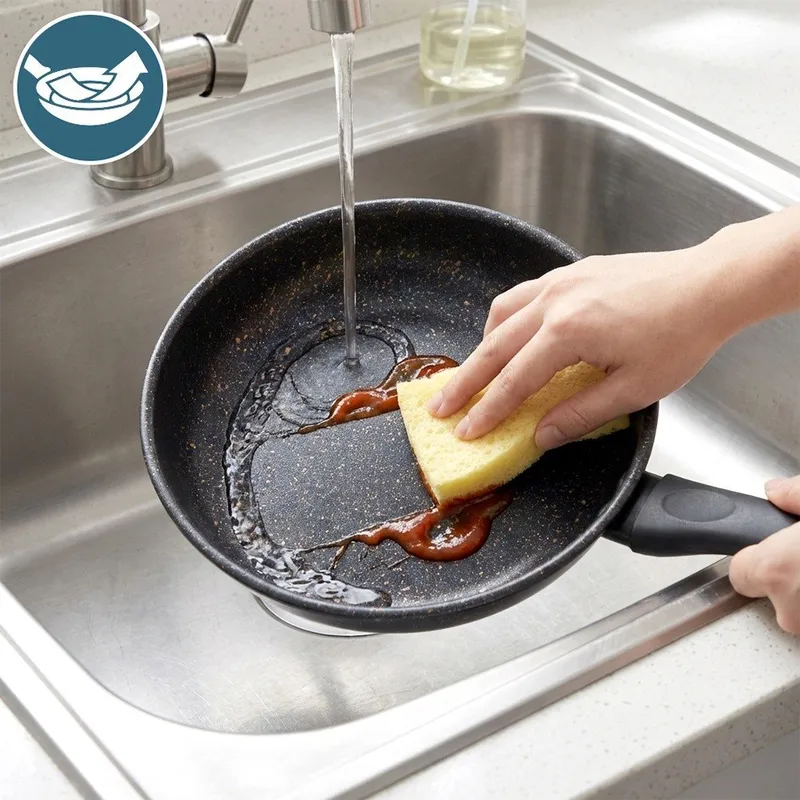 Patelnia Granitowa Non-Stick Do Smażenia Duszenia 20 cm MEBLIVA - Czarna