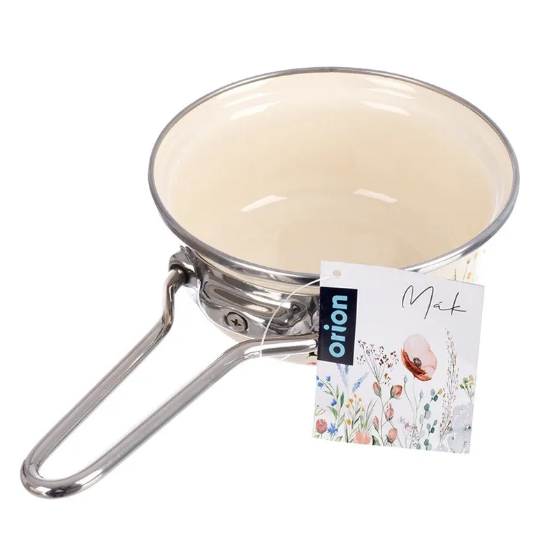 Rondel Emaliowany W Kwiaty Maki 14 cm 0,65 l Na Indukcję MEBLIVA - Kremowy