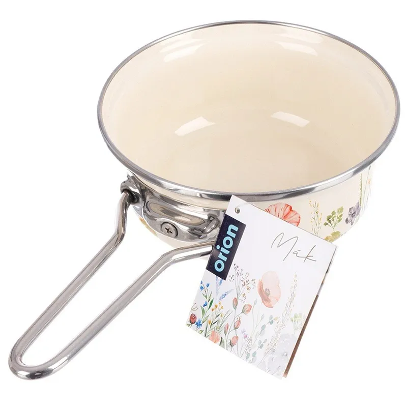 Rondel Emaliowany W Kwiaty Maki 16 cm 0,95 l Na Indukcję MEBLIVA - Kremowy