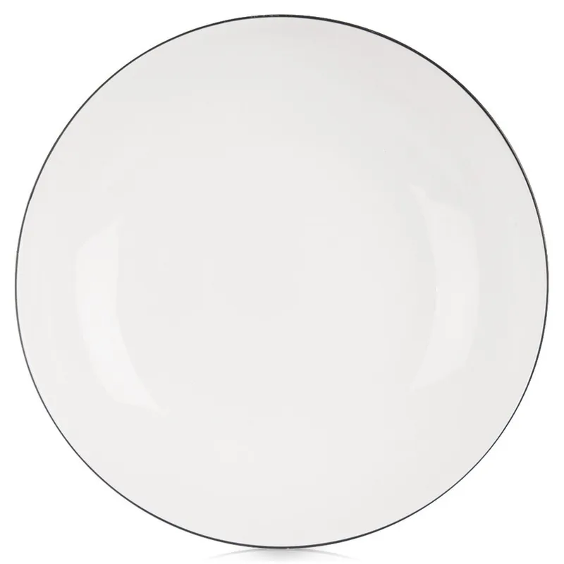Talerz Głęboki Obiadowy Porcelanowy Do Zupy Z Obwódką 20 cm MEBLIVA - Biały