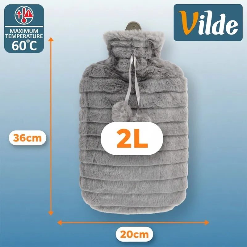 Termofor Gumowy 2 l W Pokrowcu Miękki Okład Rozgrzewający MEBLIVA - Szary