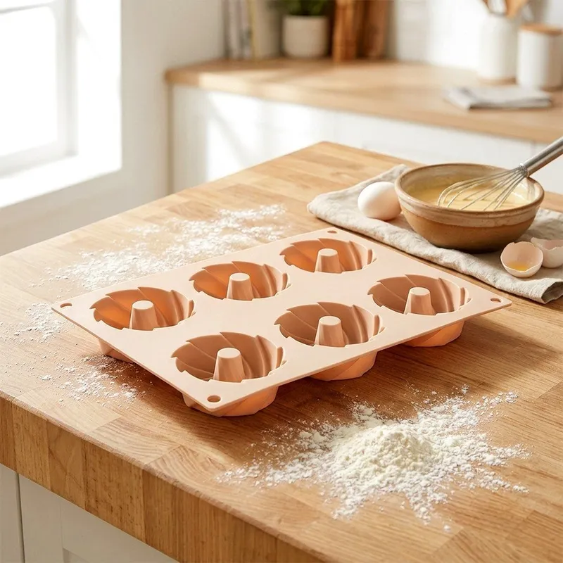 Forma Silikonowa Do Muffinek Babeczek Wianki 6 szt. 28 MEBLIVA - Beżowa