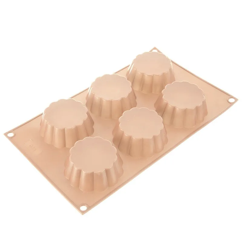 Forma Silikonowa Do Muffinek Ciastek Kwiatki 6 szt. 30 MEBLIVA - Beżowa