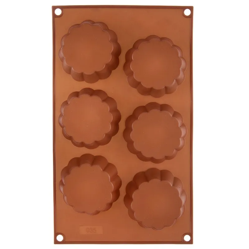 Forma Silikonowa Do Muffinek Ciastek Kwiatki 6 szt. 30 MEBLIVA - Brązowa