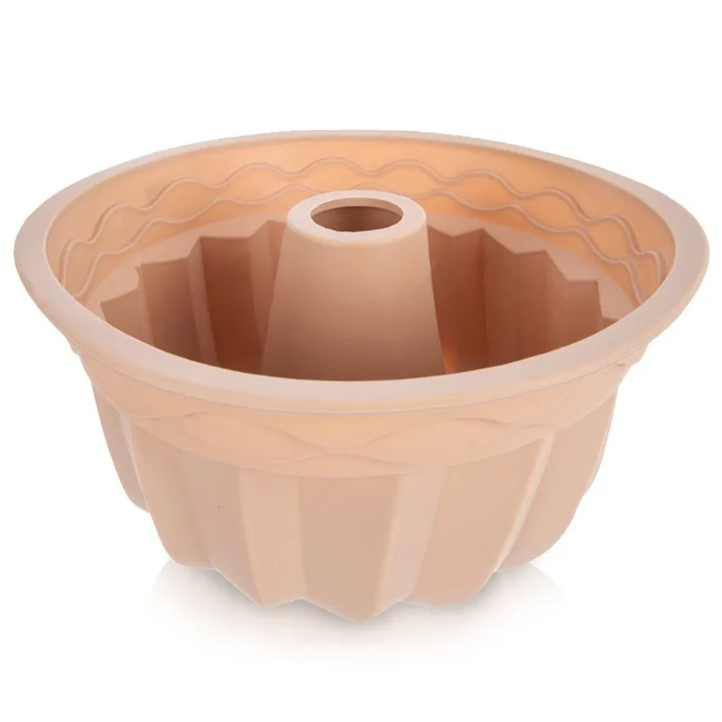 Forma Silikonowa Do Pieczenia Babki Z Kominem 23,5 x 11 cm MEBLIVA - Beżowa