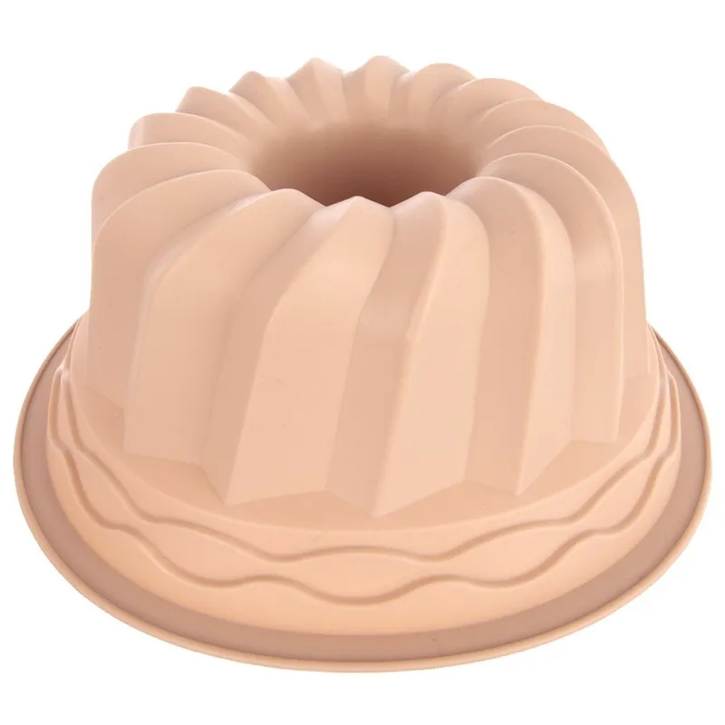 Forma Silikonowa Do Pieczenia Babki Z Kominem 23,5 x 11 cm MEBLIVA - Beżowa