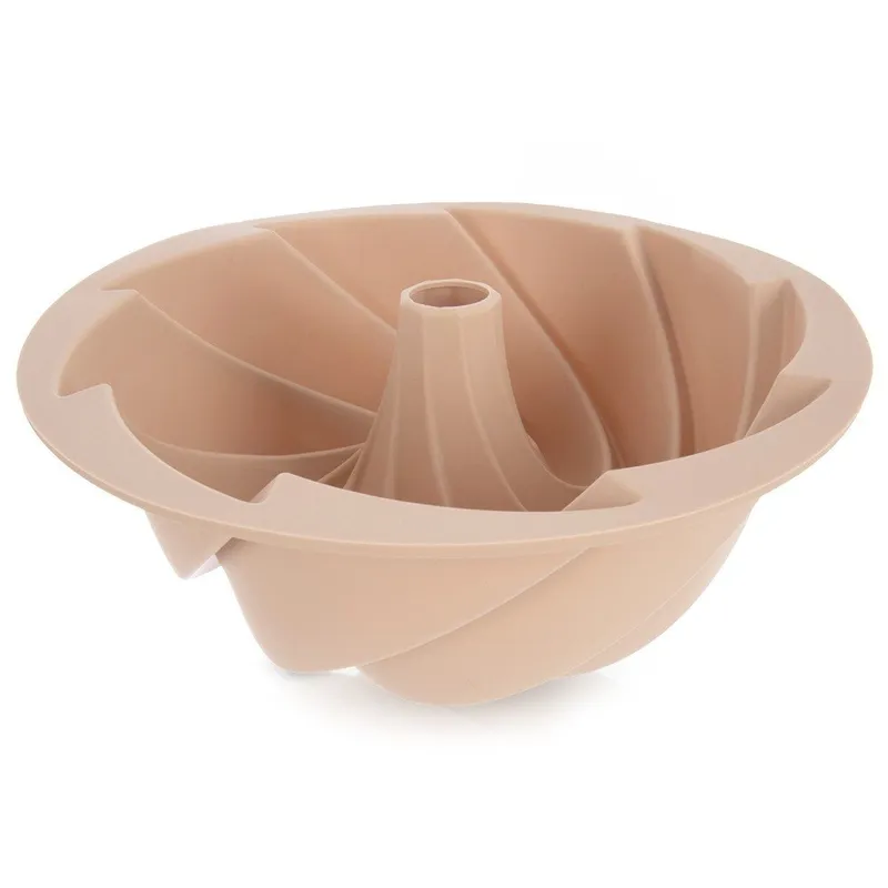 Forma Silikonowa Do Pieczenia Babki Z Kominem 23,5 x 9 cm MEBLIVA - Beżowa