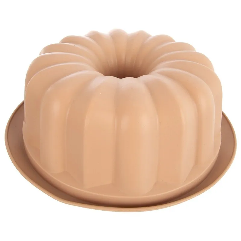 Forma Silikonowa Do Pieczenia Babki Z Kominem 26 x 9,5 cm MEBLIVA - Beżowa