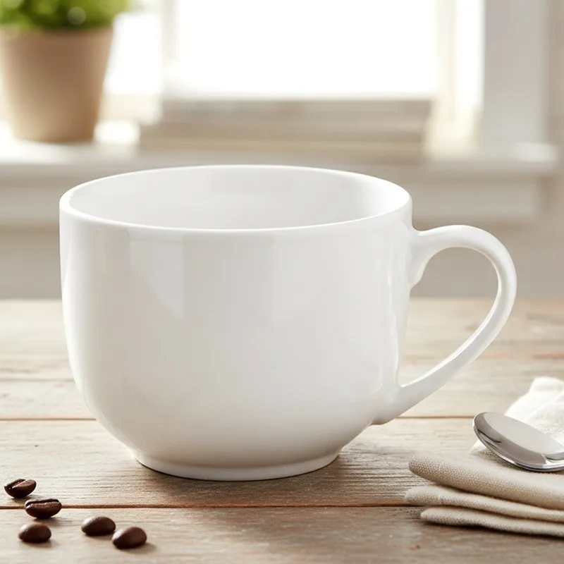 Kubek Porcelanowy XL Do Kawy Herbaty Klasyczny 0,65 l MEBLIVA - Biały