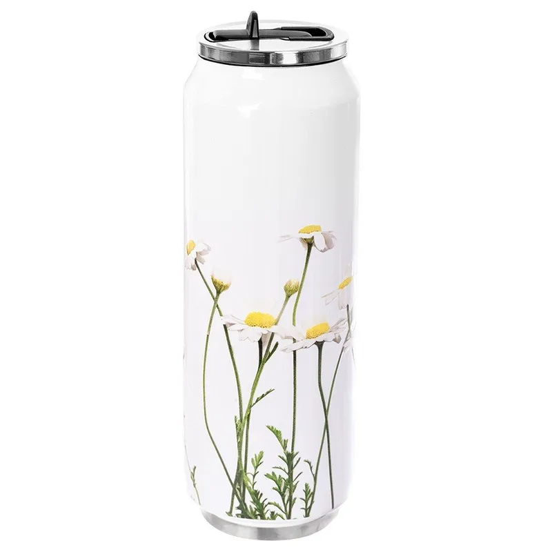Kubek Termiczny Puszka Kwiaty Bidon Stalowy Na Kawę Herbatę 700 ml MEBLIVA
