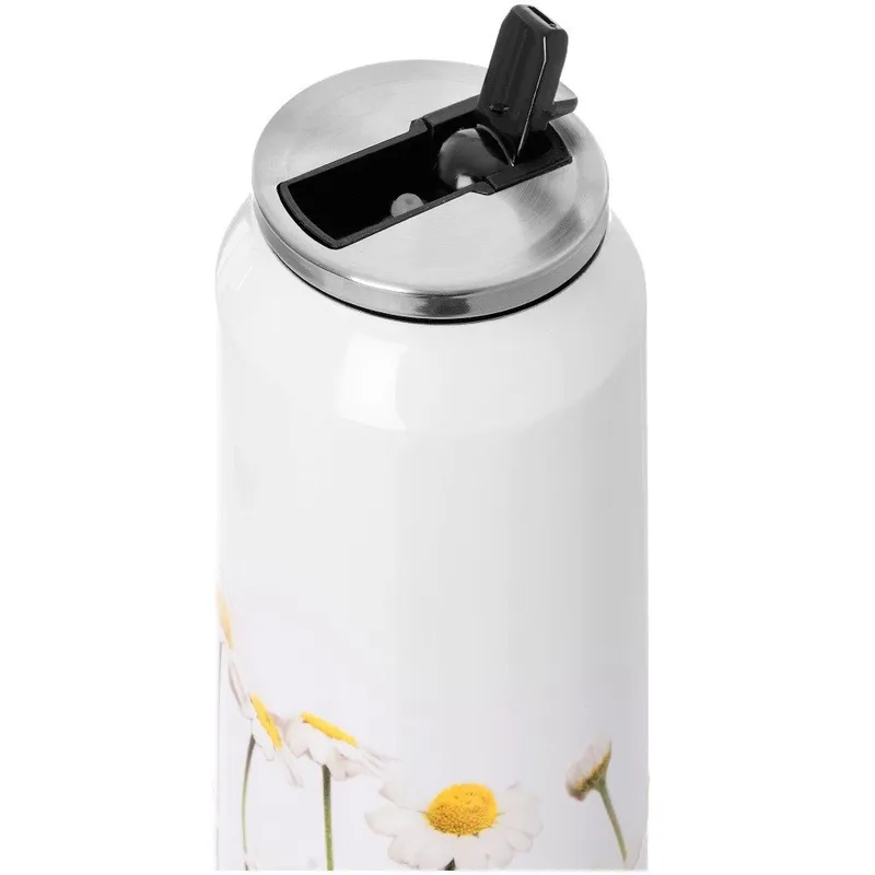 Kubek Termiczny Puszka Kwiaty Bidon Stalowy Na Kawę Herbatę 700 ml MEBLIVA