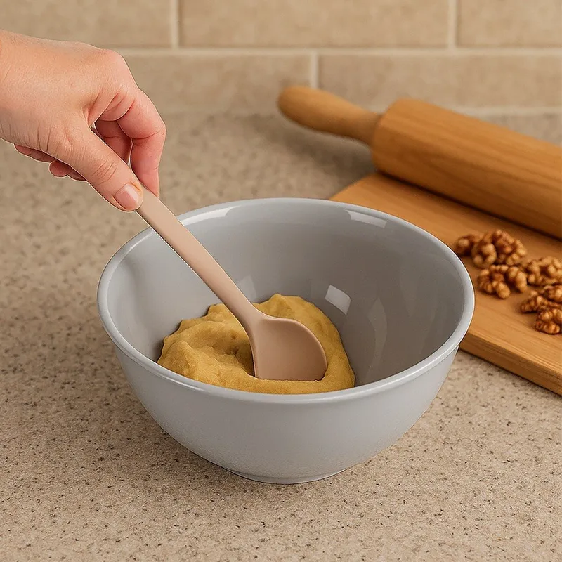 Łyżka Kuchenna Silikonowa Do Mieszania Nakładania 28 cm MEBLIVA - Beżowa