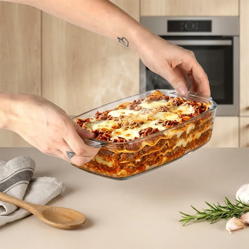 Naczynie Żaroodporne Szklane Brytfanna Z Pokrywką Do Pieczenia 1,5 MEBLIVA