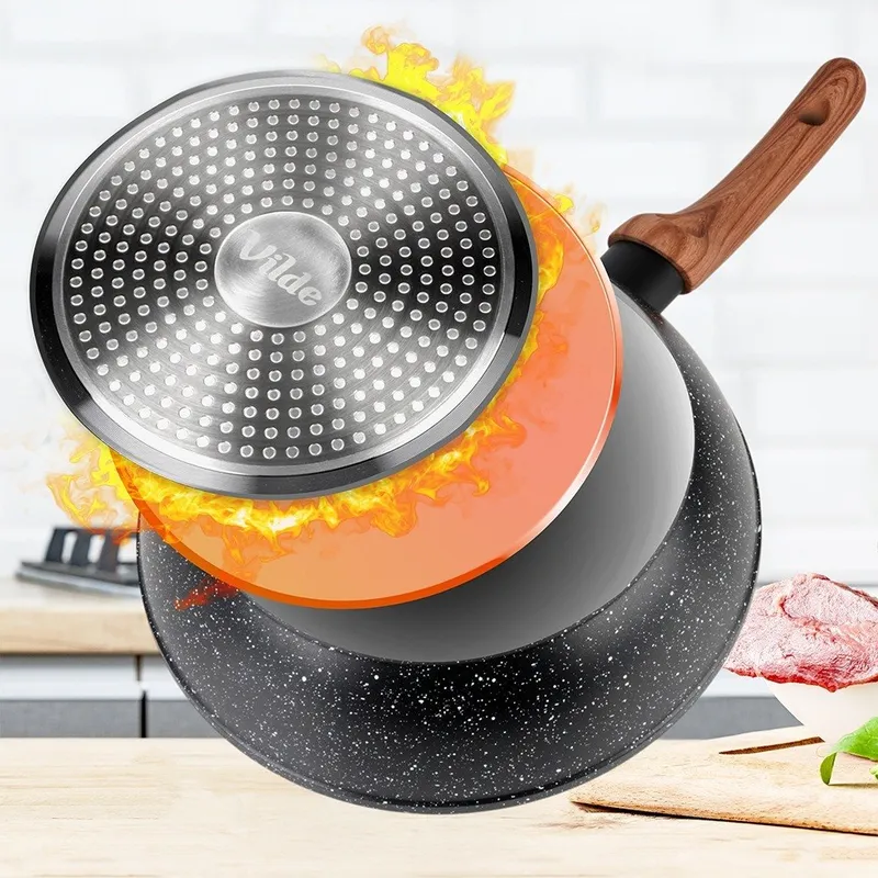 Patelnia Granitowa Głęboka Z Pokrywką Indukcja 2,2 l 24 cm MEBLIVA